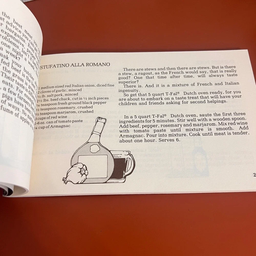 Vtg 1975 The T-Fal Cookbook Malcolm R Hebert Softcover French‎ Italian Recipes